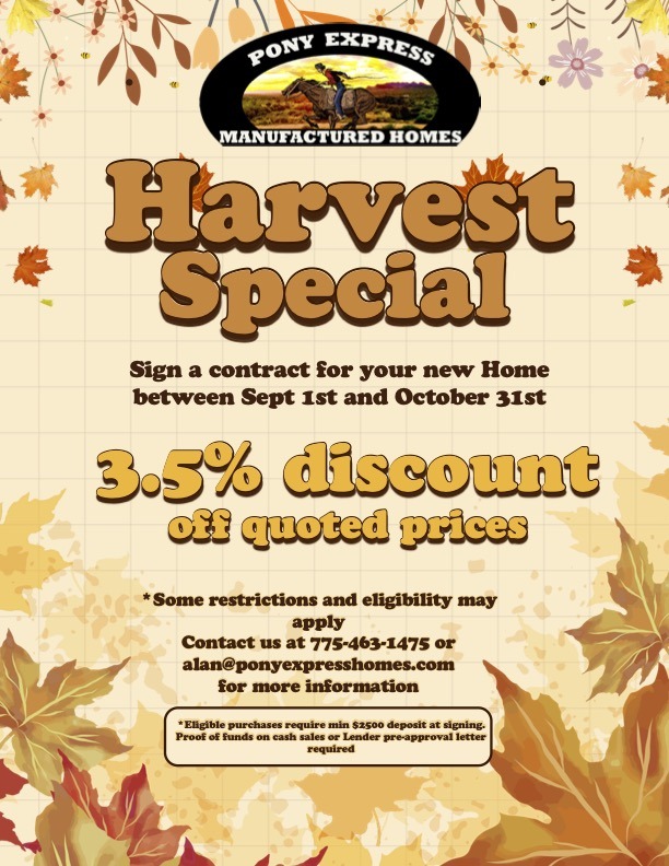 Harvest special discount on homes